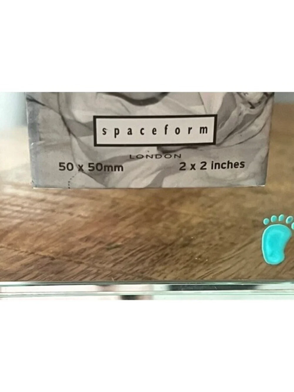 Spaceform London Glass Photo Frame 2x2 Inches with Blue Footprint Design